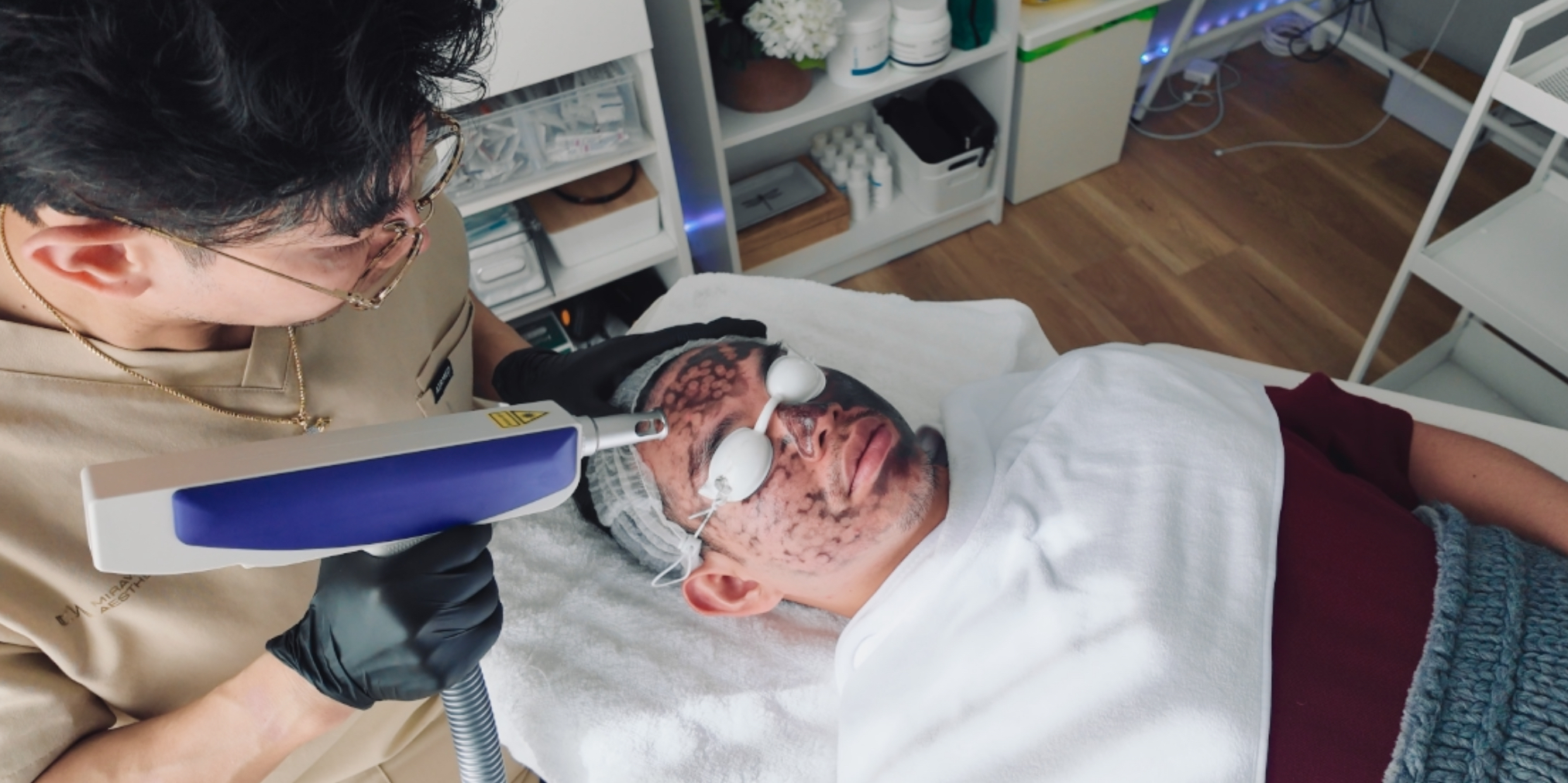 A client receiving an IPL facial treatment at Vellia Aesthetics to address skin concerns and achieve a rejuvenated complexion.