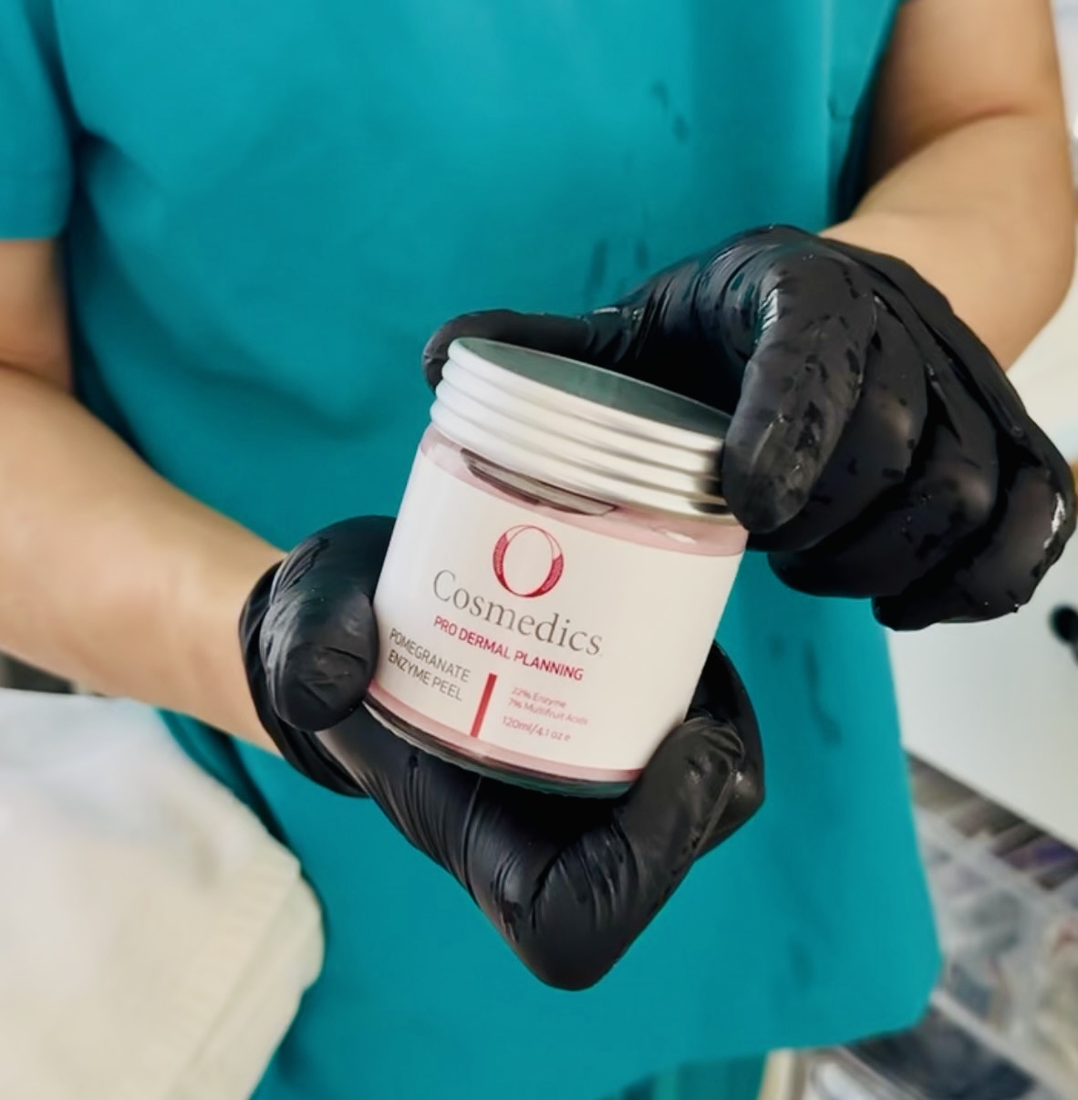 Client receiving a professional skin peel treatment at Vellia Aesthetics