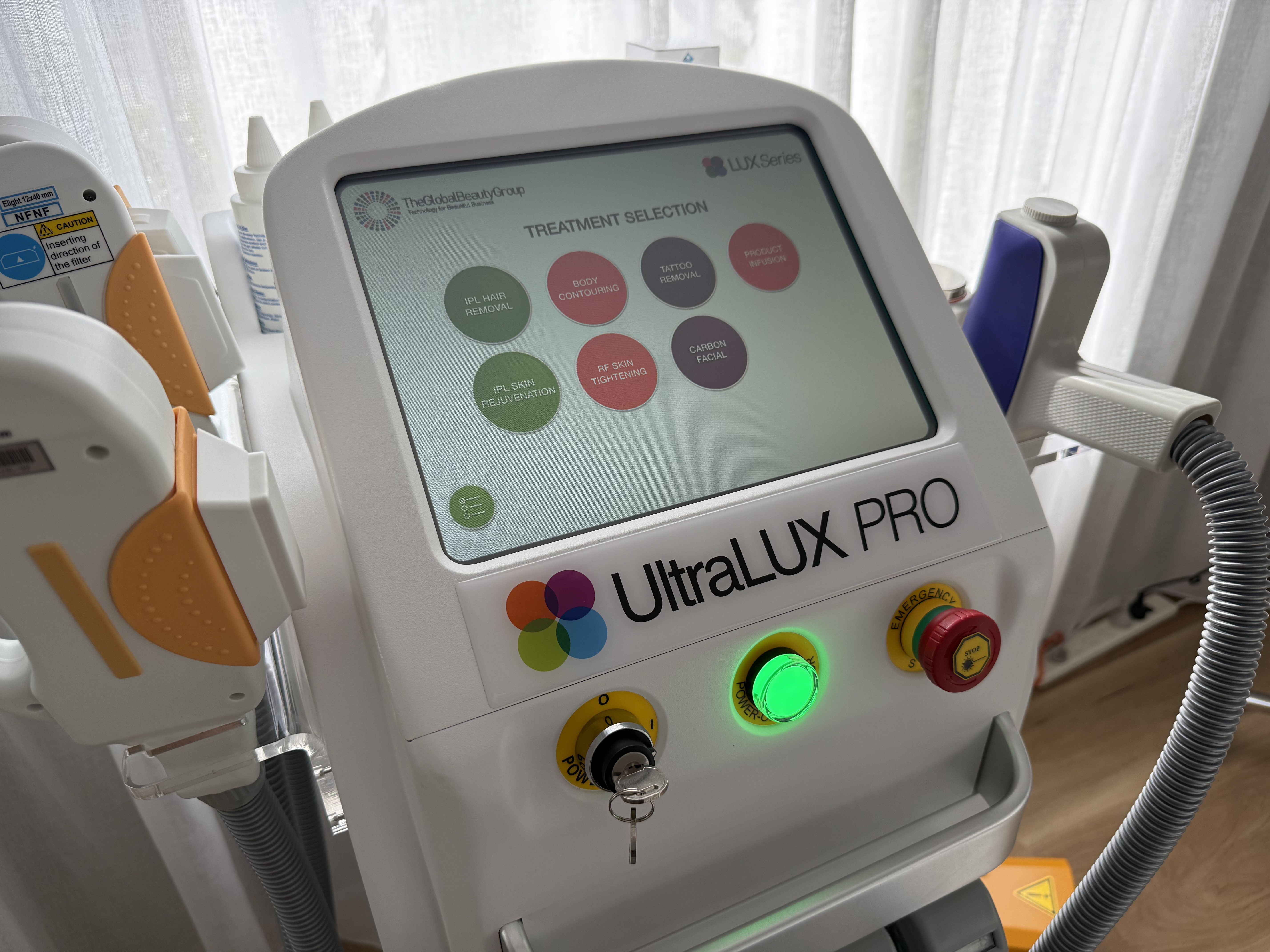 A detailed view of the microneedling process on facial skin